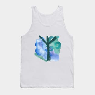 Rune Algiz On Blue Watercolor (Runes & Watercolors) Tank Top